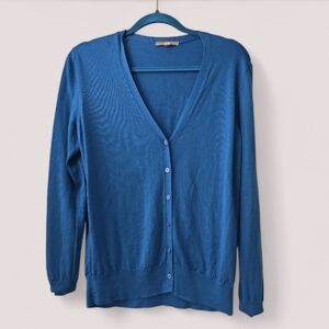 Uni-Olo, Blue Women's Cardigan,Sweater, Size Large,Teal/Blue